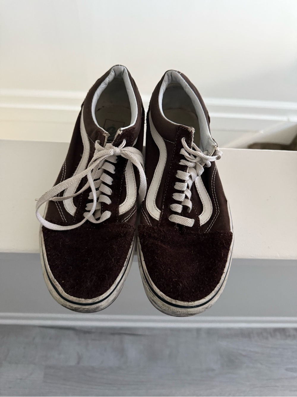 Vans Brown Suede Low-Top Sneakers with White Side Stripe